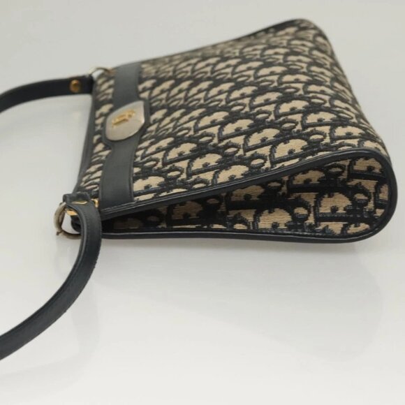Christian Dior Trotter Canvas Shoulder Bag Navy Gold Auth ep9528 - Picture 6 of 16